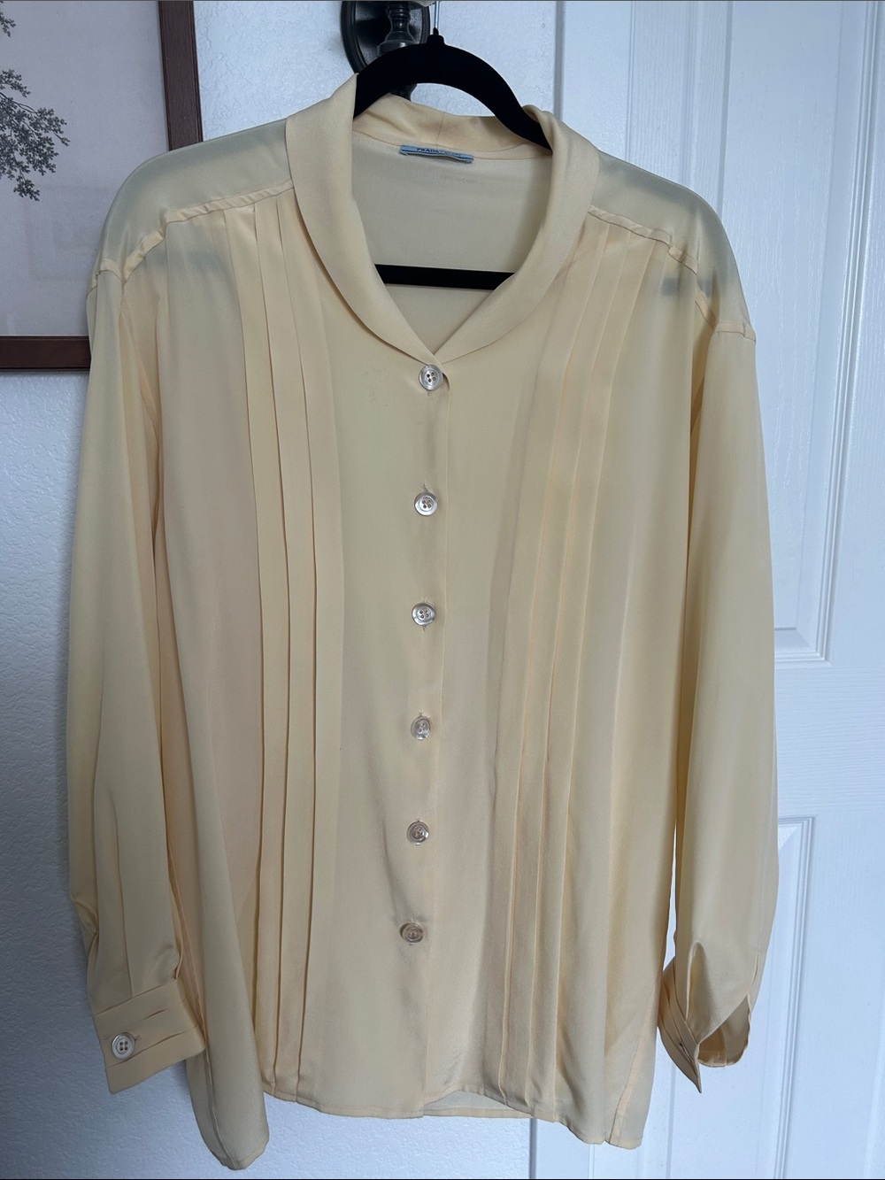 PRADA Classic Pleated pastel yellow Women's Blouse